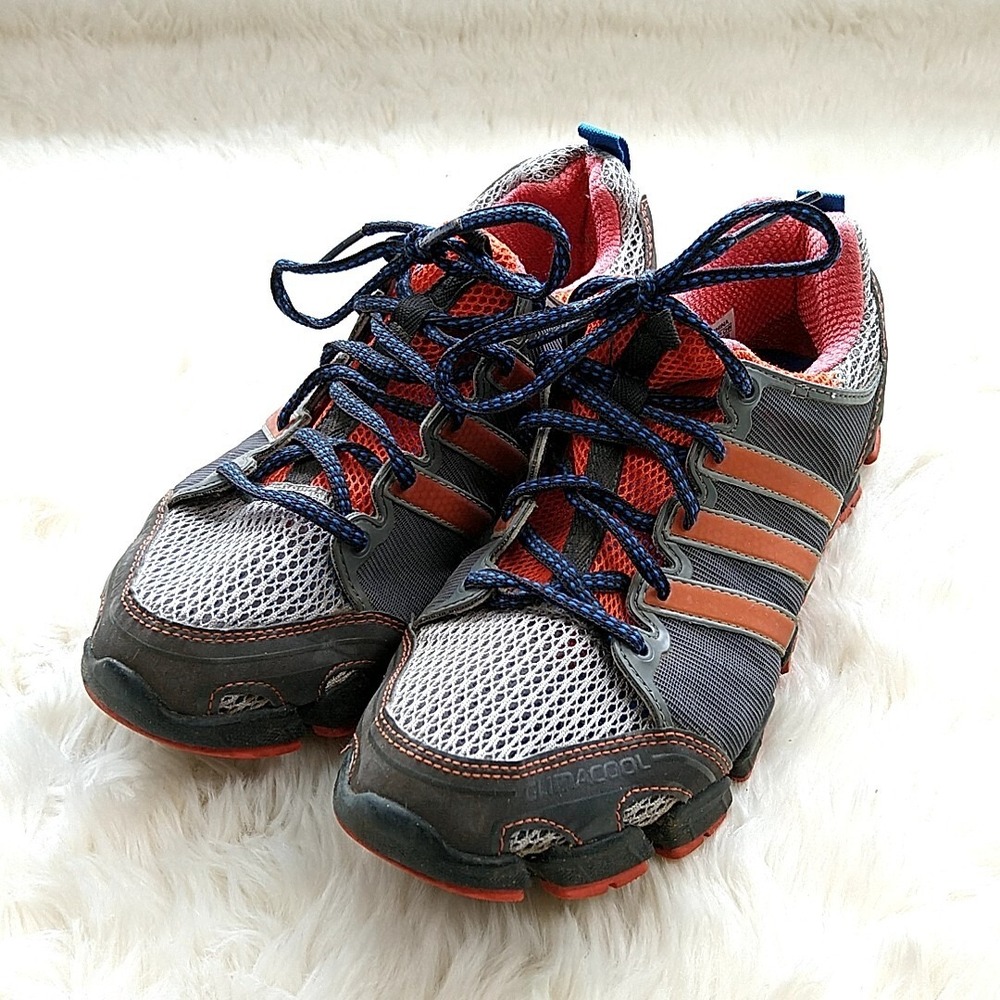 Adidas Climacool Running Shoes Mens 6 Grey Orange Blue Adiwear Low Top